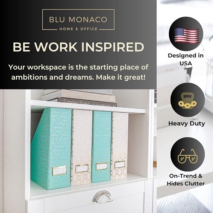 BLU MONACO | Set of 4 Foldable Pink & Aqua Magazine File Holders - Image 2