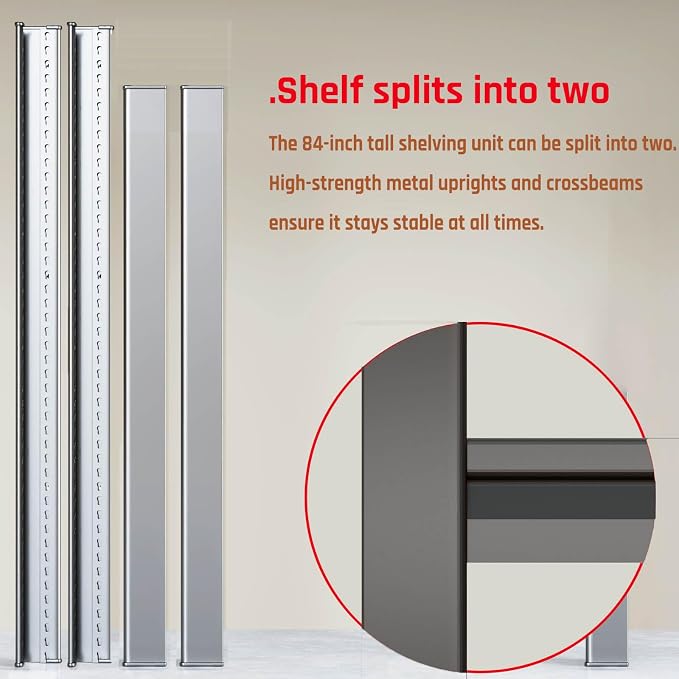 68" Wide Heavy Duty Garage Shelving Units, 5-Tier Deep Storage Shelves - Image 5