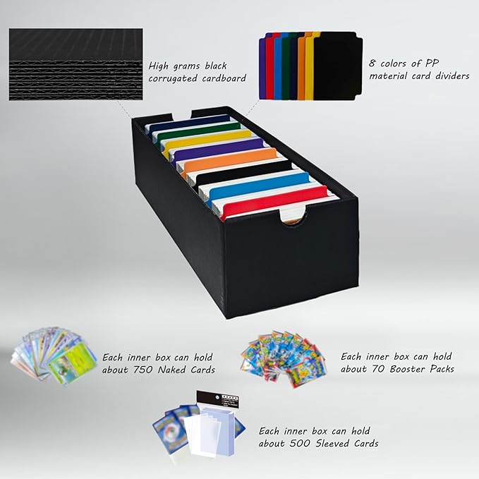 6 Sets Trading Card Storage Boxes, Includes 24-750 CT Boxes & 96 Dividers - Image 5