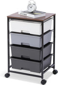 Utility Cart with 4 Drawers, Rolling Storage Cart with Drawers, Light Grey by SYKIARIOL