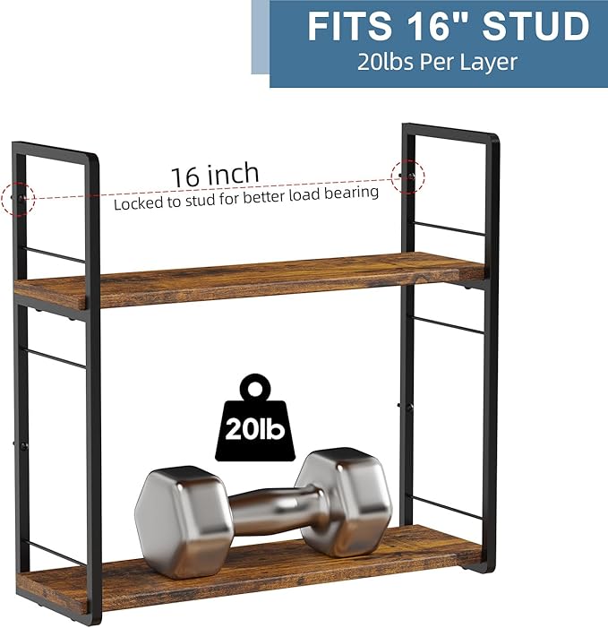 Floating Book Shelves for Wall, 2-Layer Wall Bookshelf for Book Storage - Image 5