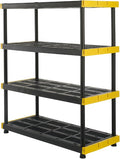 CX Black & Yellow, 4-Tier Heavy Duty Plastic Storage Shelving Unit, 200lbs/shelf by BLACKYELLOW