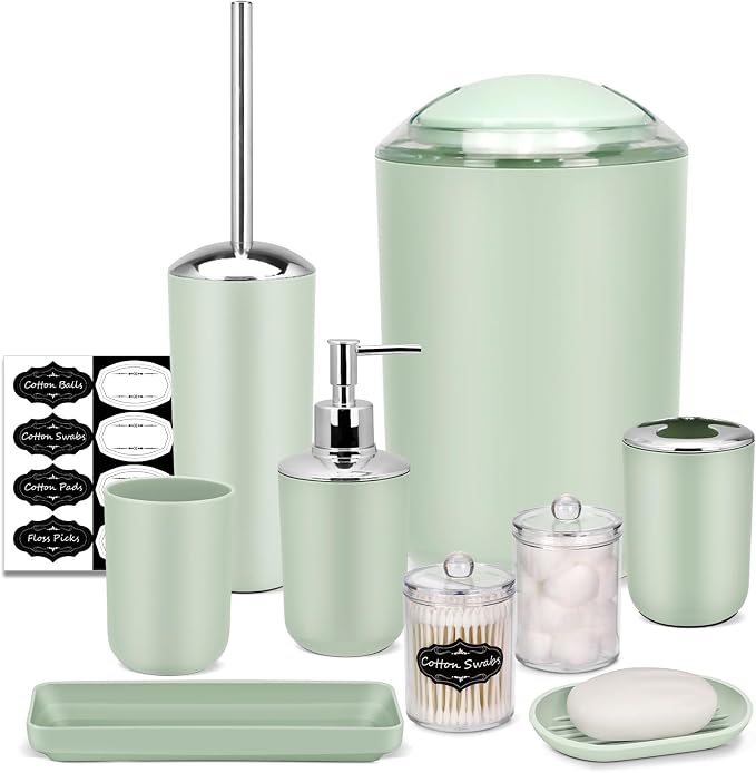 IMAVO Bathroom Accessories Set, 9 Pieces Bathroom Accessory Set, Qtip Holders by IMAVO