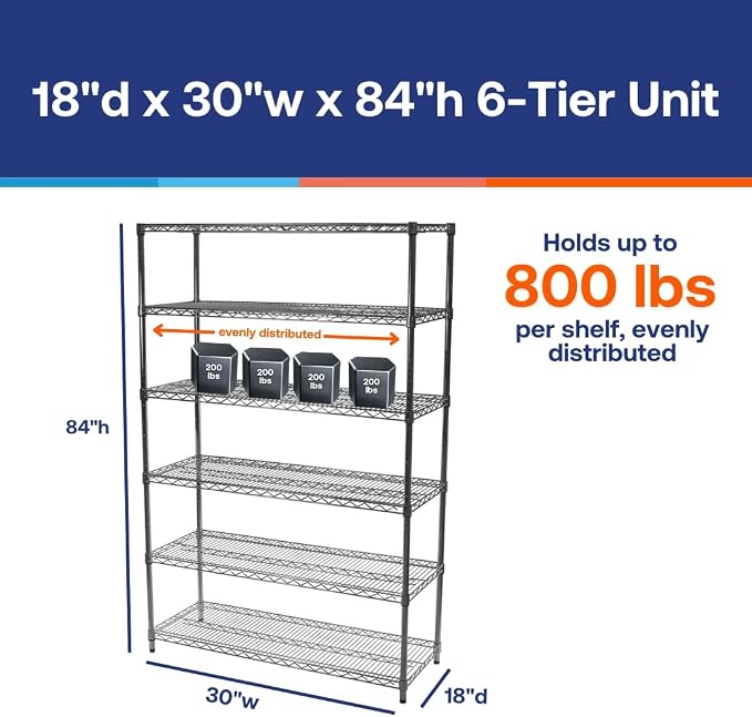 Shelving Inc. 18" d x 30" w x 84" h Chrome Wire Shelving - Image 6