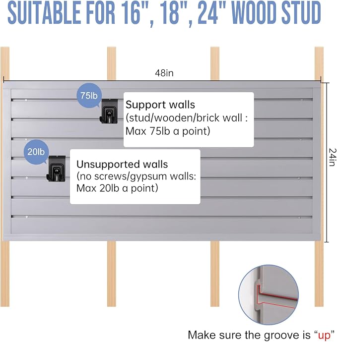 Slat Wall Paneling Garage Wall Organizer Slatwall Panels 4'x 2' Garage Slat - Image 5