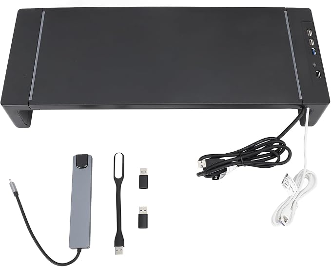 Monitor Stand Riser with 8 in 1 Docking Station Phone Holder Drawer 25KG by Unknown