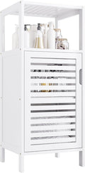 HITNET Bamboo Bathroom Storage Cabinet, 4 Tier Small White Floor Cabinet by HITNET