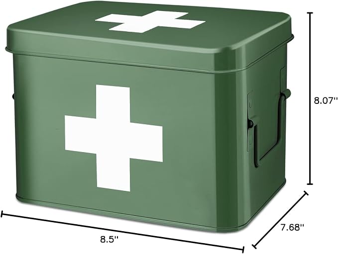 Flexzion Medicine Box, Home Pharmacy Box, Metal Medication Storage - Image 10