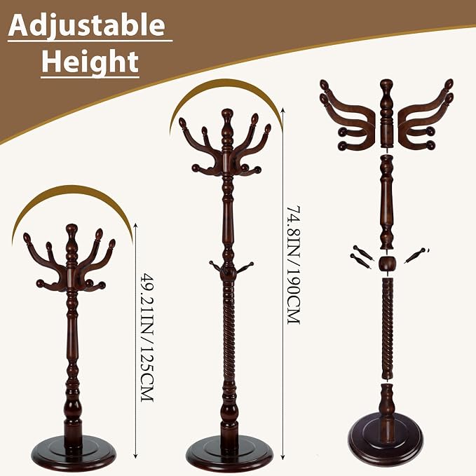 Solid Wooden Coat Rack Stand, Coat Racks Freestanding - Image 2