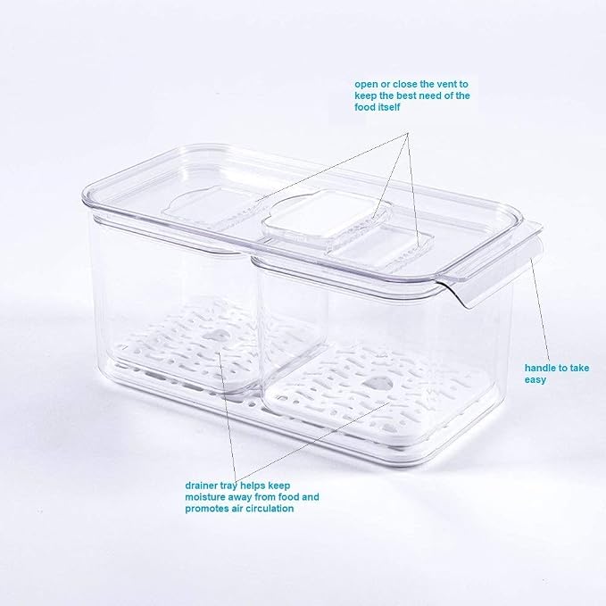 Slideep Fridge Produce Saver Food Storage Bin Containers, Stackable - Image 5