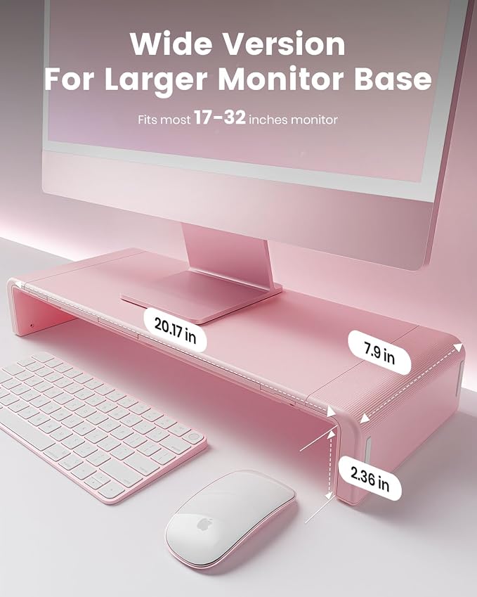 Pink Monitor Stand Riser, Klearlook Foldable, Height Adjustable Computer Stand - Image 4