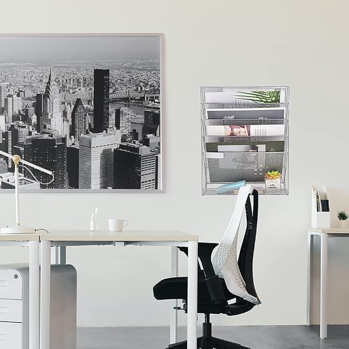 EASEPRES Desk File Organizer Mesh 6-Tier, Hanging Wall Mount Document - Image 4