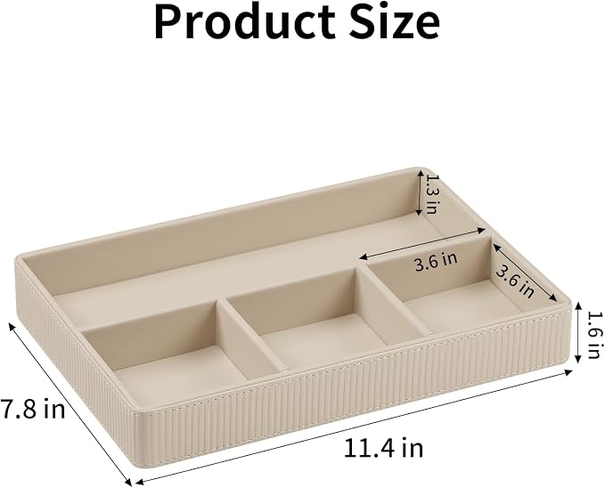 PU Leather Valet Tray, Decorative Trinket Vanity Desk Drawer Organizer Tray - Image 6