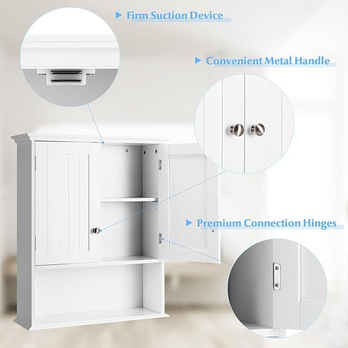 Tangkula Bathroom Wall Cabinet, Wooden Hanging Storage - Image 7