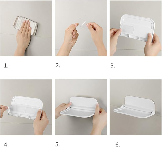 Wall Mounted Small Floating Shelf, Foldable Adhesive Plastics Floating Shelf - Image 4
