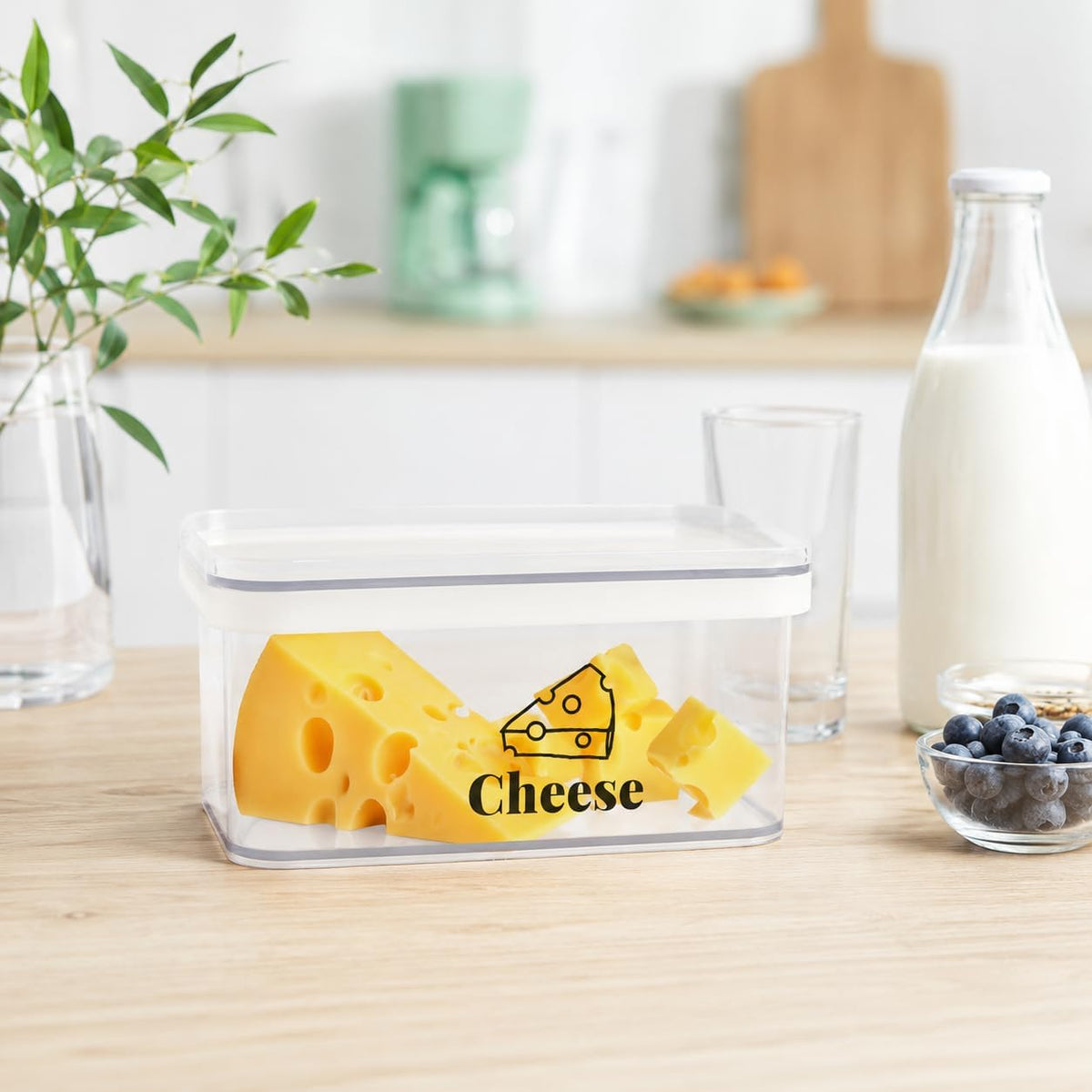 Cheese Container for Refrigerator Airtight Creamer Container with Lid