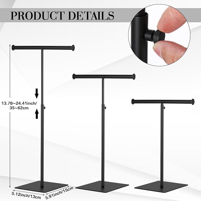 Leinuosen 4 Pcs T Shaped Purse Display Stand Necklace Display Stand Tabletop - Image 2