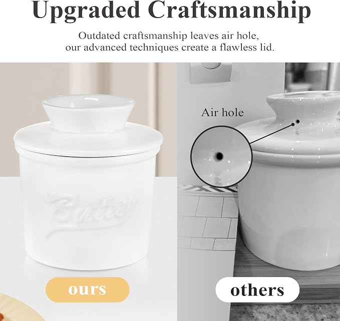 Ceramic Butter Crock with Lid & Spreader Knife, Butter Keeper - Image 3