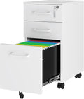 3 Drawer Slim File Cabinet, Mobile File Cabinet with Lock for Home