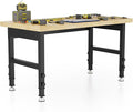 48' Adjustable Workbench, Solid Wood Work Bench Table, Rolling Workbench Large by Unknown