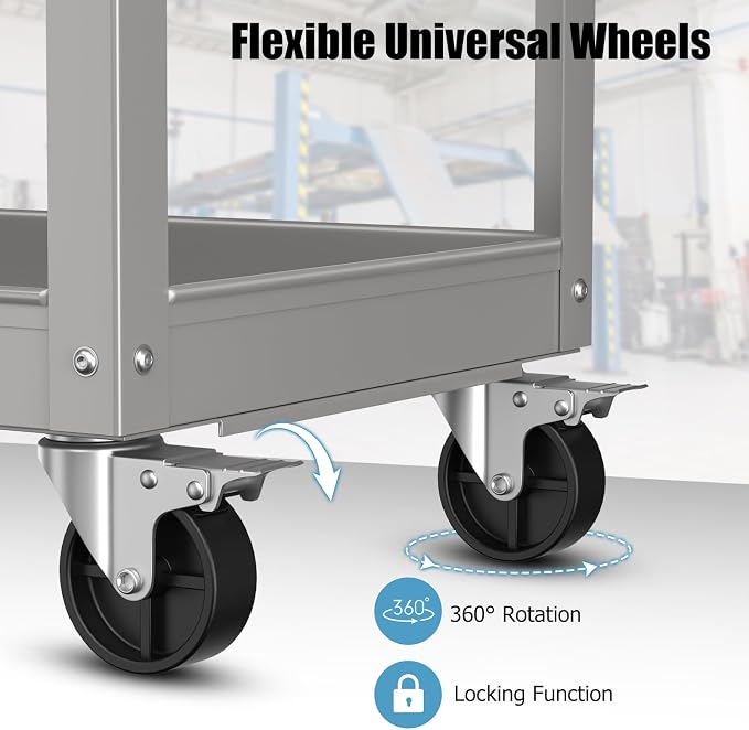 Goplus 3-Layer Service Utility Cart, Heavy Duty Unity Cart - Image 2