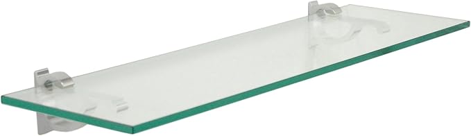 Spancraft Clear Floating Glass Shelf 8" X 36" in Chrome by Spancraft