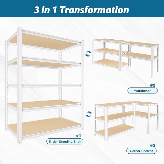 PrimeZone 2 Packs 36" W x 16" D x 72" H Closet Storage Shelves - Image 6