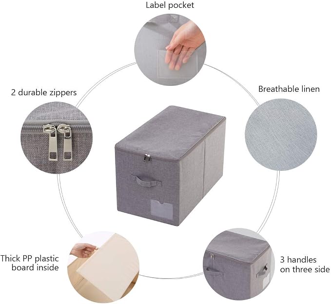 iwill CREATE PRO Pack of 2, Large Size Folding Washable Fabric Storage Boxes - Image 3