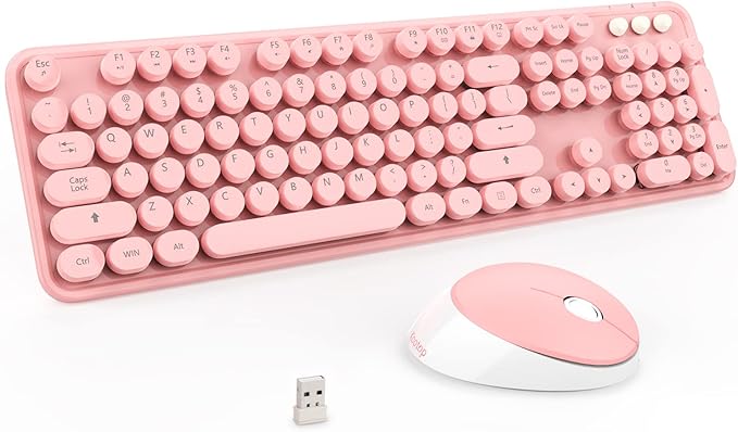 Wireless Keyboard, KOOTOP Cute Colorful 104 Keys Typewriter Retro Round Keycaps by Kootop