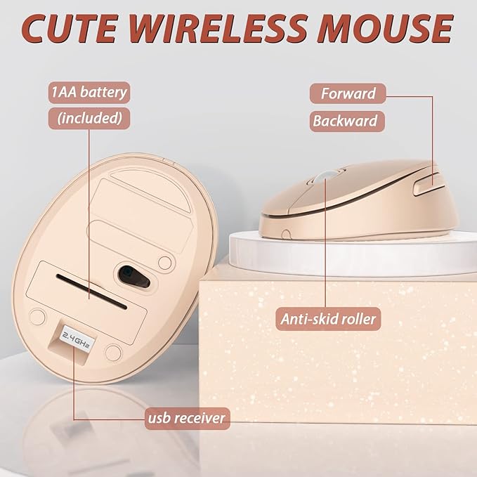 Wireless Keyboard and Mouse, KOOTOP Cute Keyboard and Mouse, 2.4G Wireless - Image 4