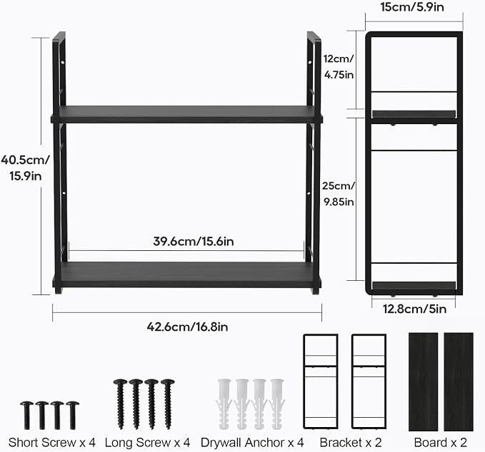 Floating Book Shelves for Wall, 2-Layer Wall Bookshelf for Book Storage - Image 3