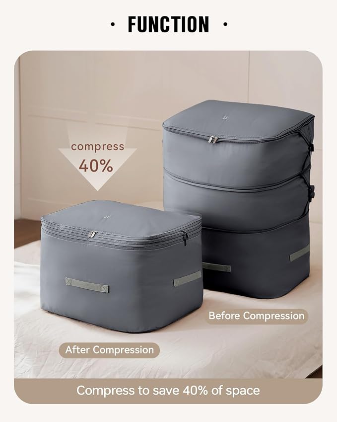 Eachy 3-Pack Comforter Storage Bag Blanket Storage Bags, 136L Compression - Image 2