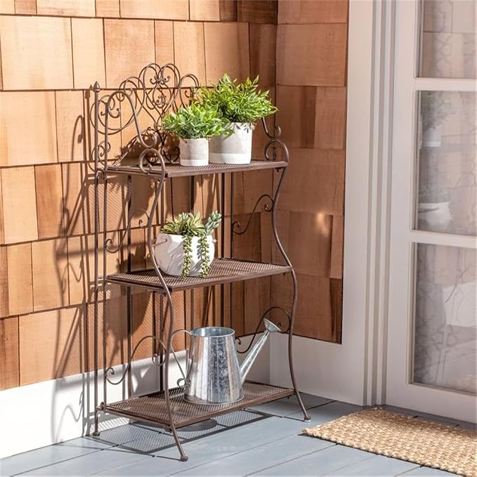 SAFAVIEH PAT5022B Outdoor Collection Torus Unearthed Rust 3-Tier Shelf - Image 2