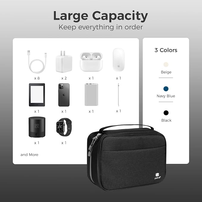 pack all Electronic Organizer Plus, Larger Capcity Cable Organizer Bag - Image 9