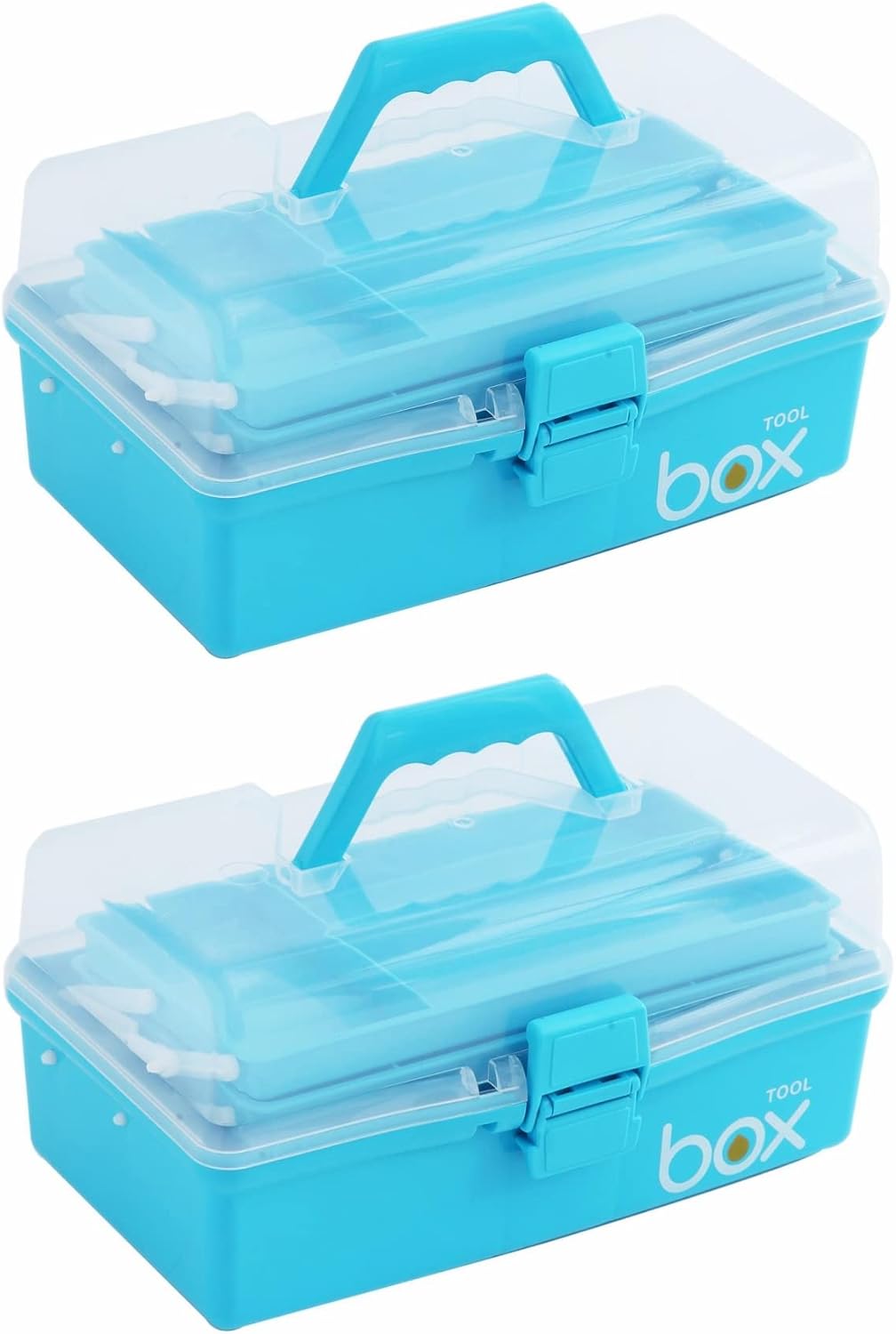 Kinsorcai 2PCS 12'' Three-Layer Clear Art Box Organizer, Multipurpose