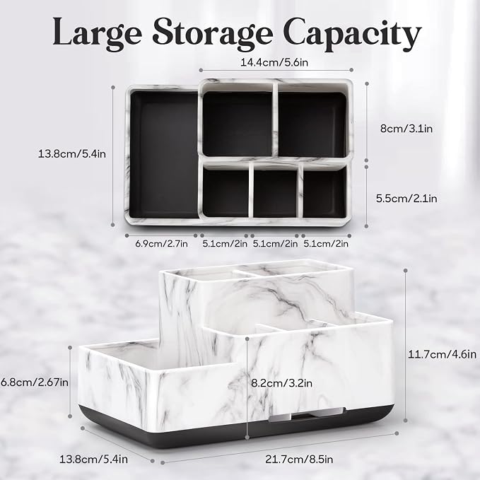 Toothbrush Holder, Bathroom Organizer Countertop, 5 Compartments - Image 8