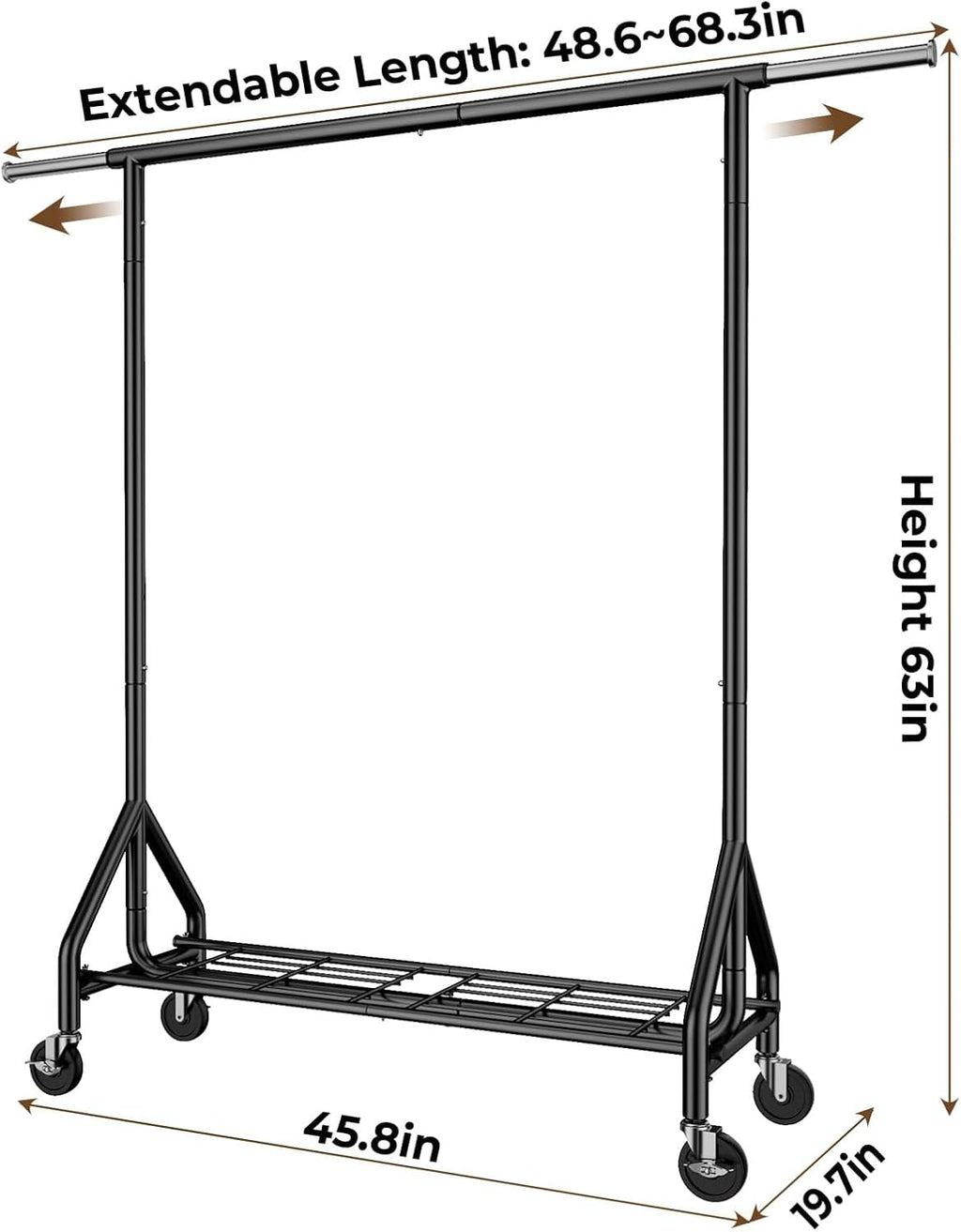 HYSEYY Heavy Duty Clothes Rack Load 450 LBS, Metal Garment Rack