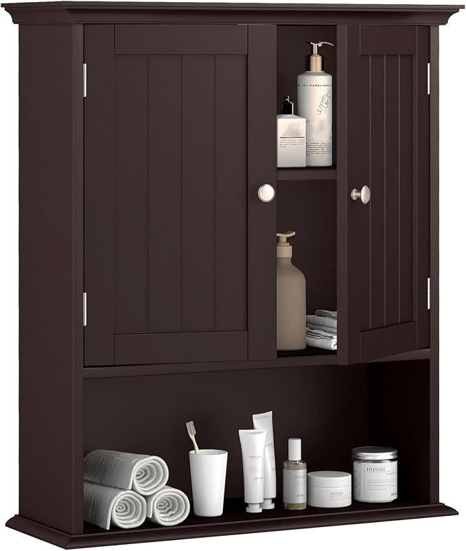 Tangkula Bathroom Wall Cabinet, Wooden Hanging Storage Cabinet by TANGKULA