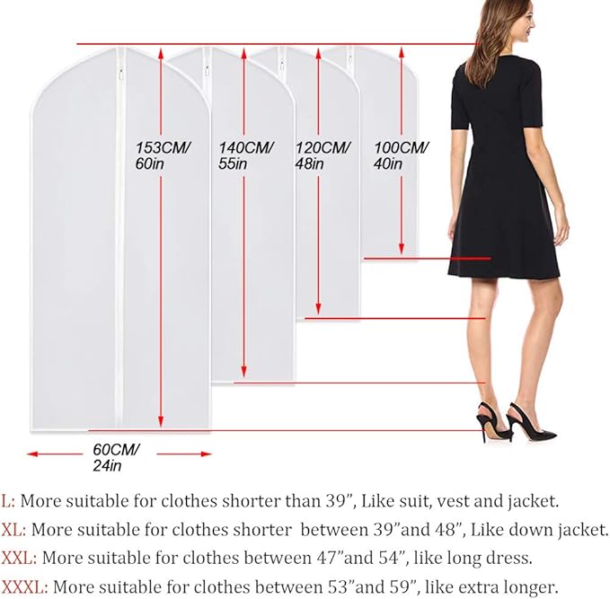 Garment Bag Covers 24''X54'' Lightweight White PEVA Breathable Bags - Image 2