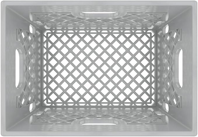 Heavy Duty Plastic Storage Milk Crates, Stackable Utility Organizer Bins - Image 4