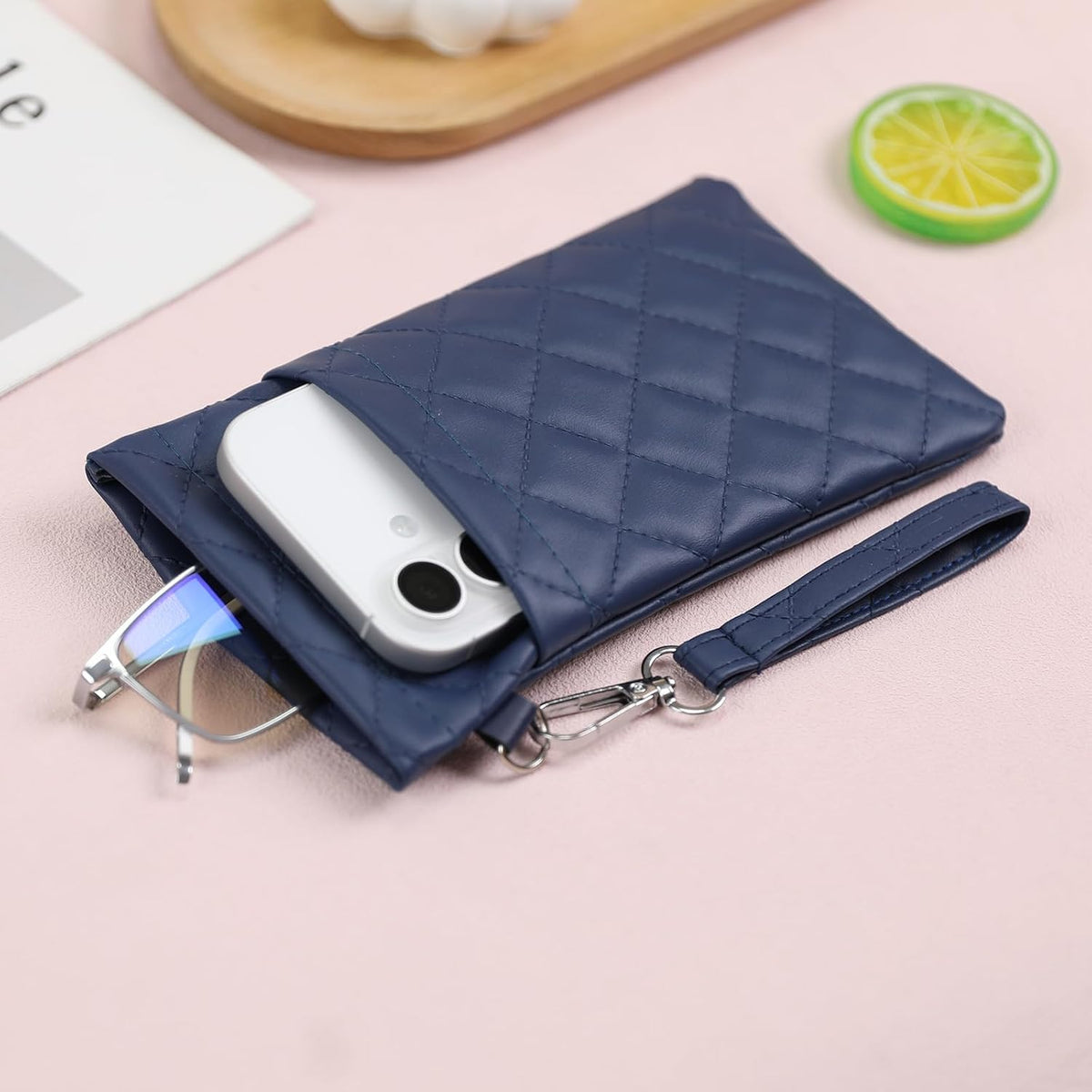Double Eyeglass Case Soft Dual Glasses Case for Women Men Travel