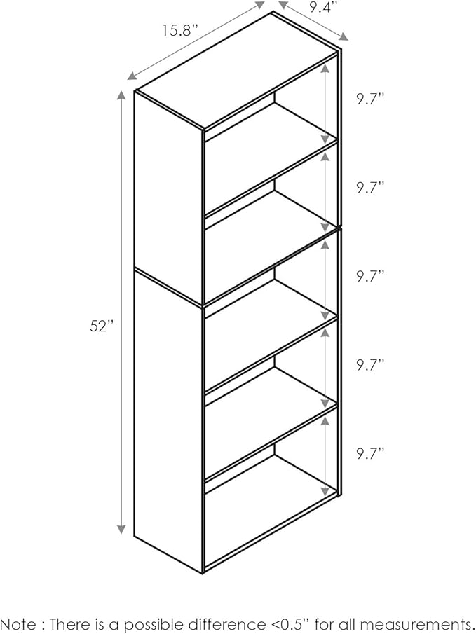 Furinno LUDER Book Shelf, 5-Cube Bookshelf, Bookcase - Image 3