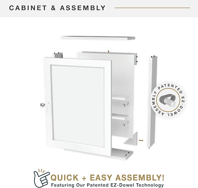 MCS 23x18 White Medicine Cabinet Organizer, Wall Mounted Bathroom Cabinet - Image 6
