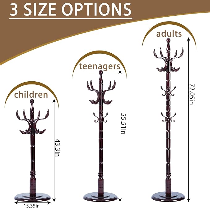 Solid Wooden Coat Rack Stand, Coat Racks Freestanding - Image 2