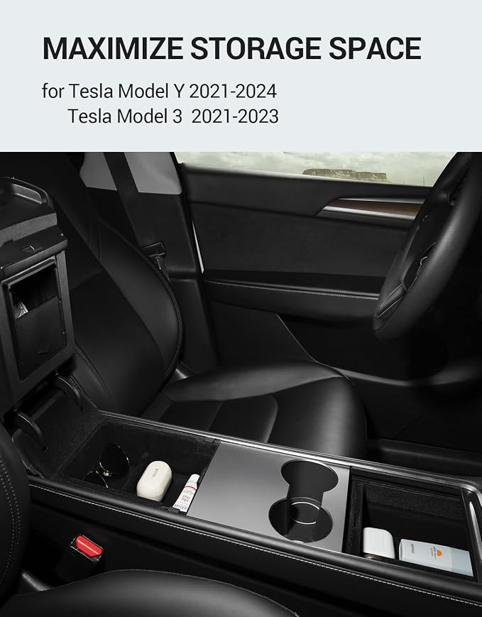 Motrobe 3PCS Tesla Model Y Model 3 Center Console Organizer Tray Armrest Hidden - Image 9