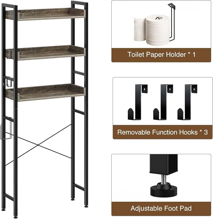 Rolanstar Over The Toilet Storage Rack, 3-Tier Bathroom Space Saver - Image 5