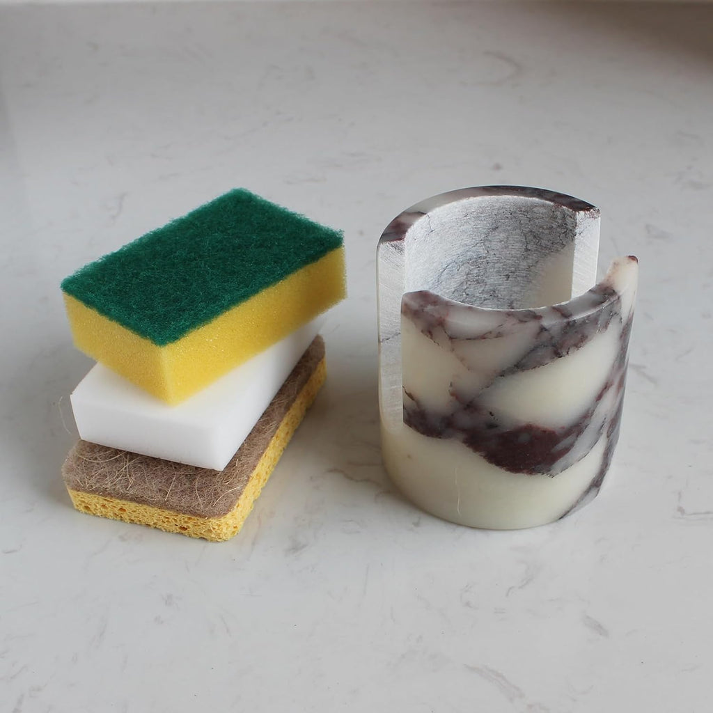 Natural Marble Travertine Sponge Holder for Kitchen Counter, Drying