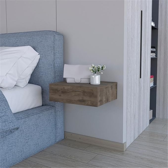 Vienna 1-Drawer Manufactured Wood Floating Nightstand, Dark Brown - Image 2