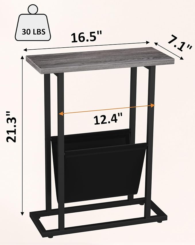 Yusong Narrow Side Table for Small Spaces, Small End Table - Image 3