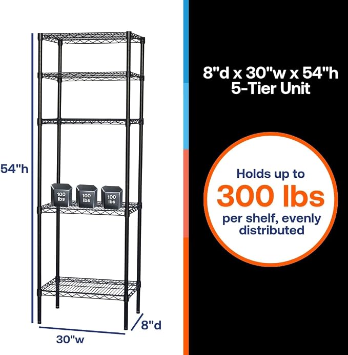 Shelving Inc. 8" d x 30" w x 54" h Black Wire Shelving - Image 2